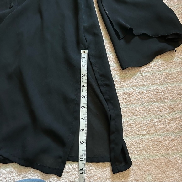 Vintage Studio C Plus Black Semi Sheer Blouse Flouncy Sleeves Size 22/24 - Picture 10 of 12
